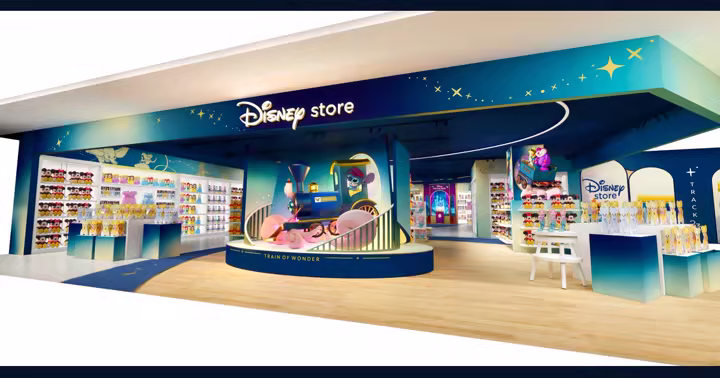 Rendering of the Disney Store Shinsaibashi Parco entrance with Stitch aboard the Train of Wonder
