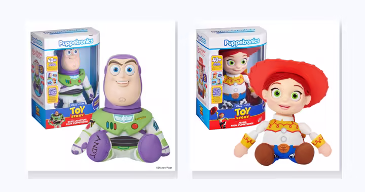 Buzz Lightyear and Jessie Toy Story Palm Puppetronic figures at Disney Store