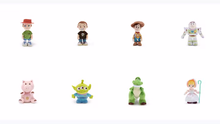 Eight Toy Story stanDs plush from Disney Store Japan