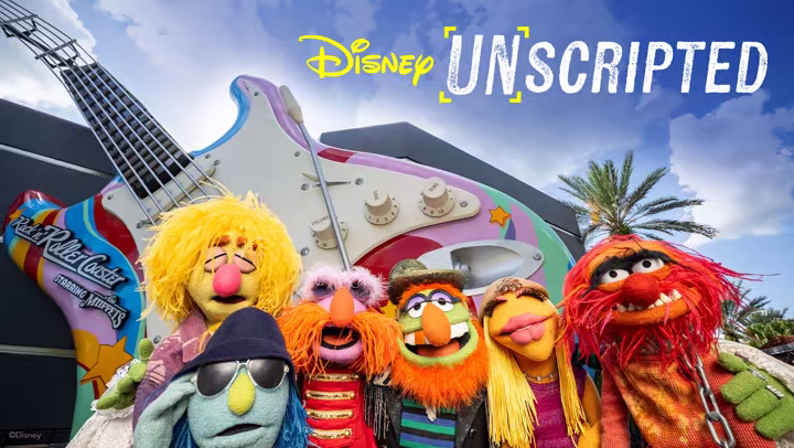 Kermit and the Electric Mayhem in official Disney Parks Muppets attraction art
