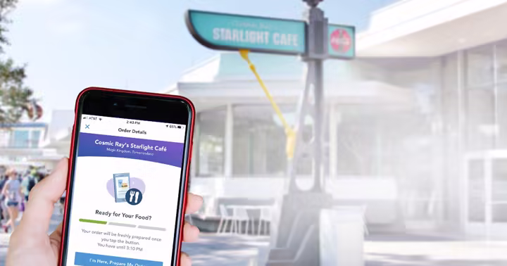 Disney World mobile order screen ready for pickup