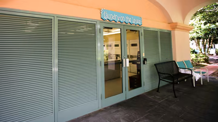 A self-service laundry room at a Walt Disney World Resort hotel.