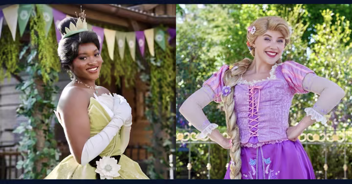 Tiana and Rapunzel for The Disney Princess Cavalcade at Disney Adventure World