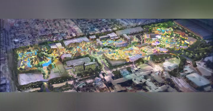 DisneylandForward concept art showing the planned Eastern Gateway arrival area