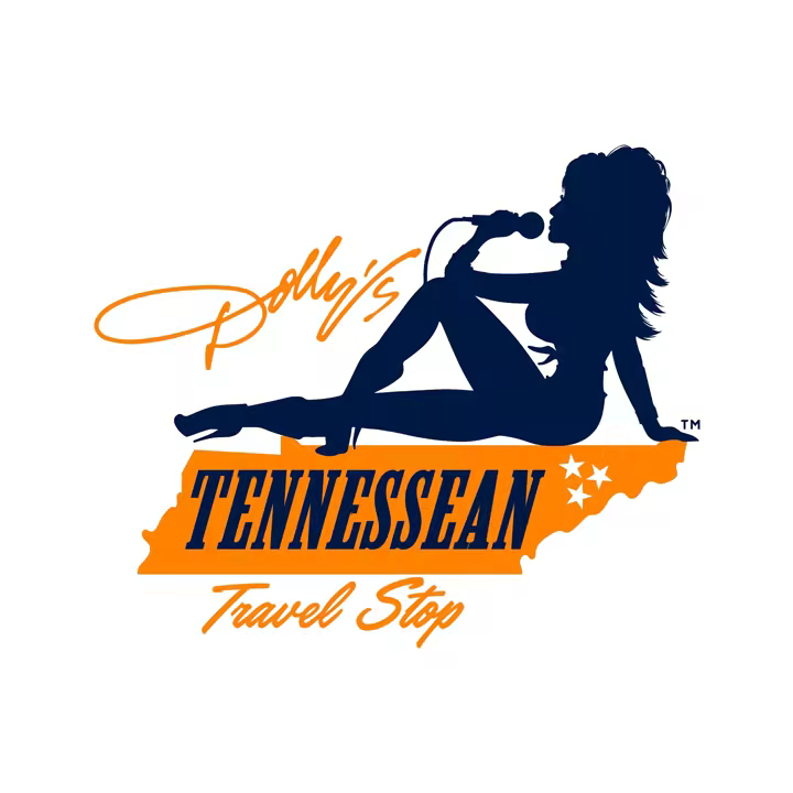 Dolly's Tennessean Travel Stop logo with Dolly Parton silhouette