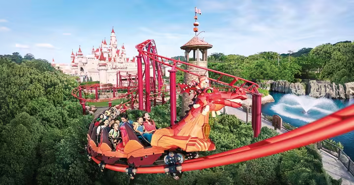 Enchanted Airways train travels through Far Far Away at Universal Studios Singapore