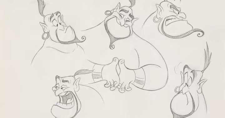 Eric Goldberg drawing Genie at Walt Disney Animation Studios