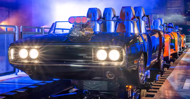 Fast & Furious: Hollywood Drift ride vehicles at Universal Studios Hollywood