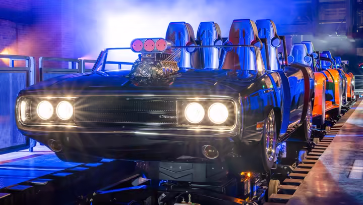 Universal Destinations and Experiences Fast & Furious: Hollywood Drift ride vehicle lineup