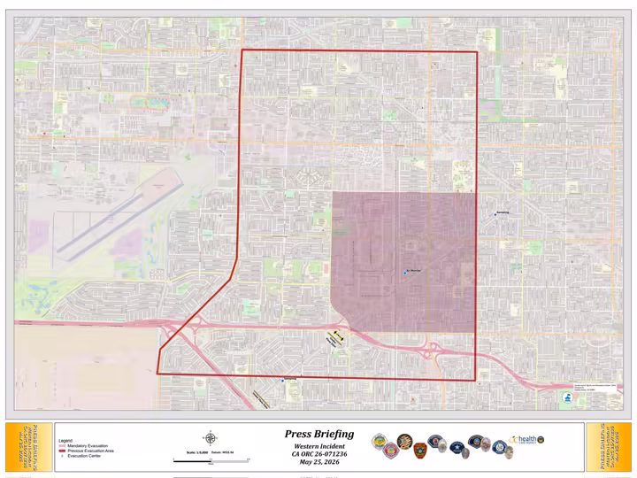 Garden Grove emergency map used during the chemical tank response