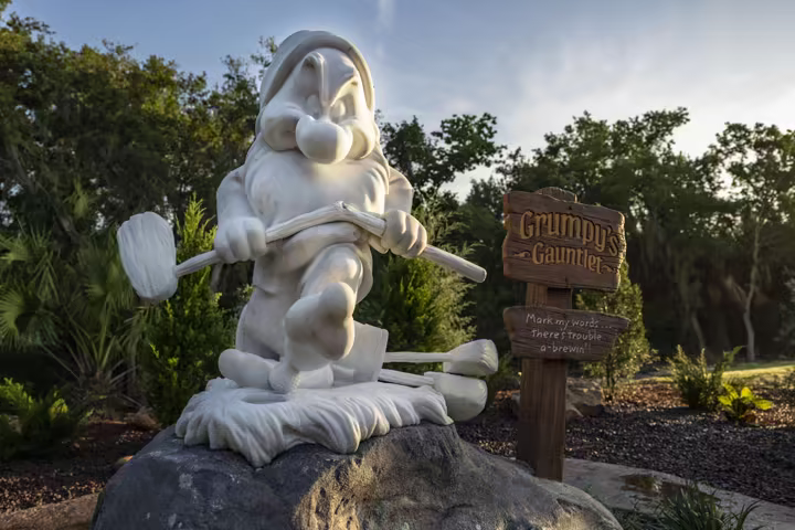 Grumpy's Gauntlet statue at Magnolia Golf Course at Walt Disney World