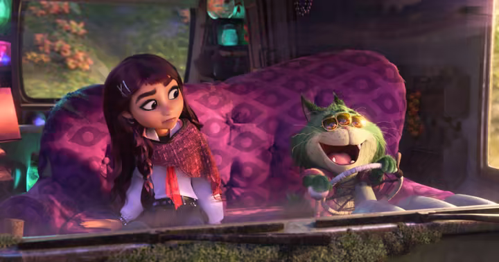 Billie rides beside Beef Roger Crummchuk in Disney Animation's Hexed
