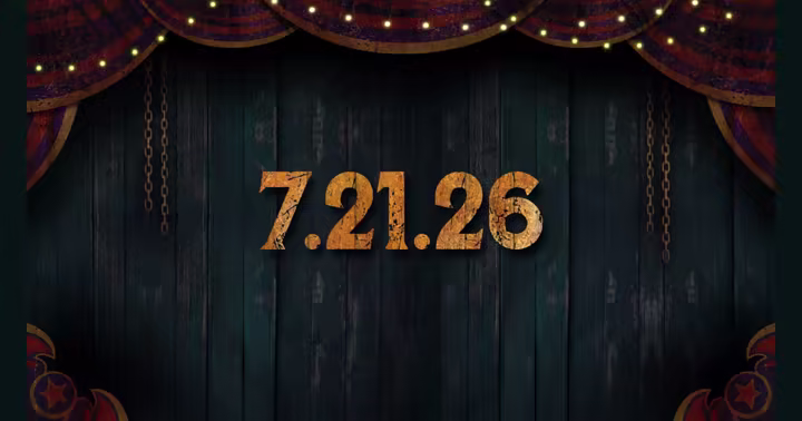 July 21, 2026 date behind carnival curtains in the Halloween Horror Nights teaser