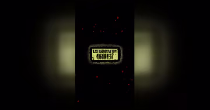 Extermination Order title card surrounded by insects