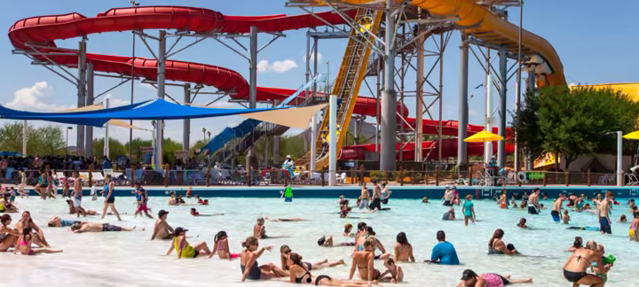 Guests relax in the water at Hurricane Harbor New Jersey