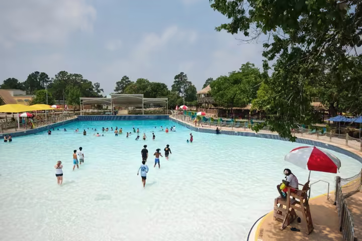 Guests at Hurricane Harbor Splashtown water park