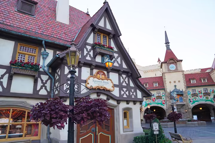 File photo of Karamell-Küche at EPCOT’s Germany Pavilion in 2022, before the current roof work.