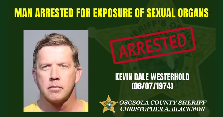 Osceola County Sheriff's Office arrest graphic for Kevin Dale Westerhold