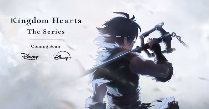 Kingdom Hearts characters Sora, Donald Duck and Goofy in official series artwork