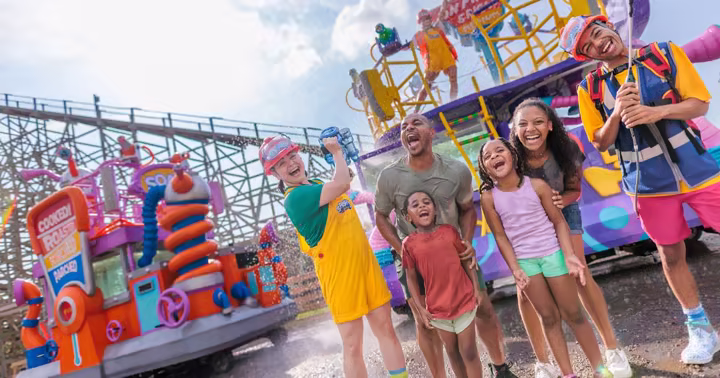 Guests enjoy SPLASH! Water Parade Presented by The Original Bomb Pop at Kings Dominion