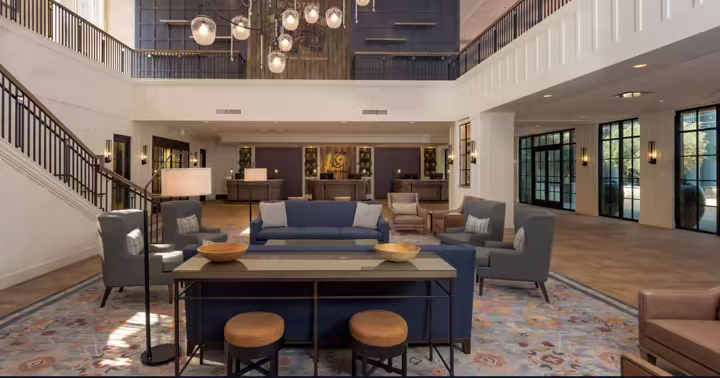 Lobby seating inside Knott's Hotel