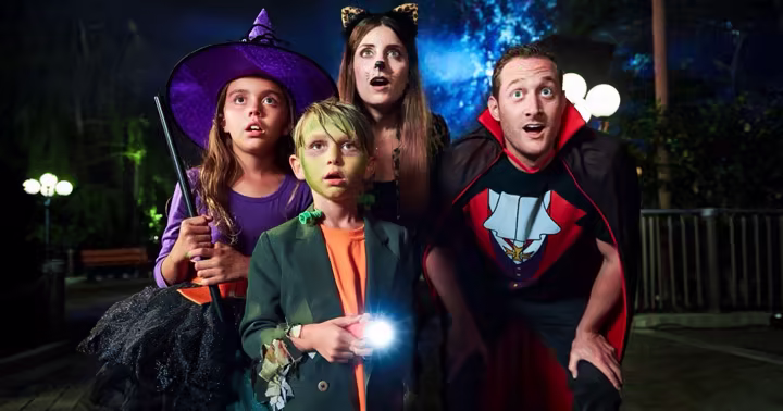 A family in costumes at LEGOLAND Florida Brick-or-Treat