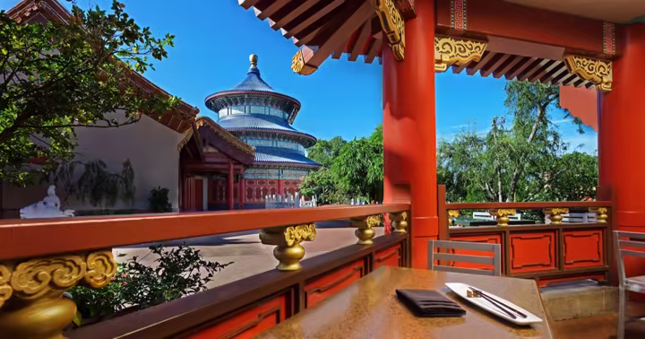 Covered dining area at Lotus Blossom Café in EPCOT