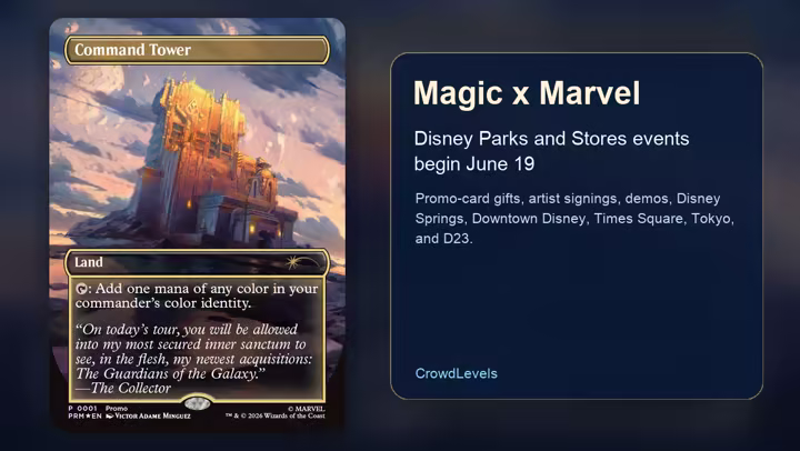Magic: The Gathering Marvel Super Heroes Command Tower promo card for Disney Parks and Stores events