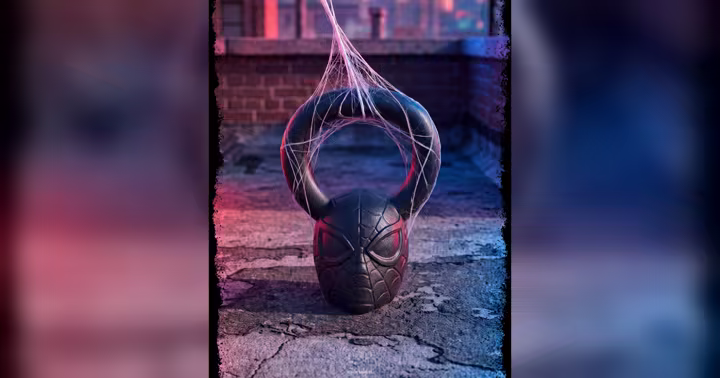Spider-Man kettlebell from SuperX's official Marvel Kettlebell Series announcement