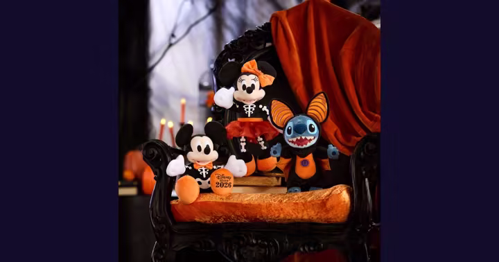 Mickey Mouse, Minnie Mouse and Stitch Halloween plush from Disney Store