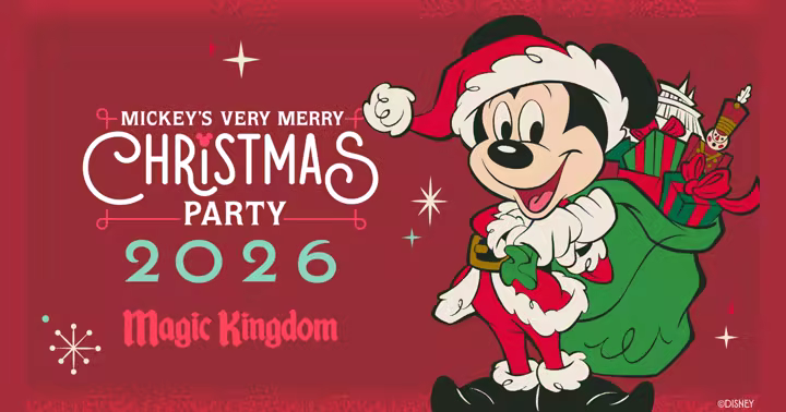 Mickey's Very Merry Christmas Party 2026 artwork for Magic Kingdom