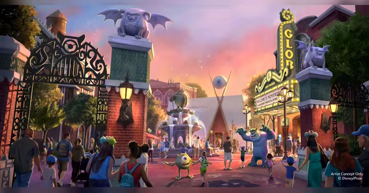 Disney Parks concept art of the planned Monstropolis entrance at Hollywood Studios