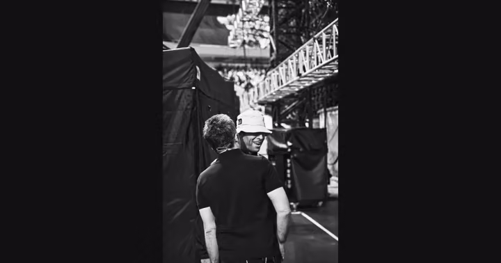 Liam and Noel Gallagher backstage in a promotional photograph supplied by Disney