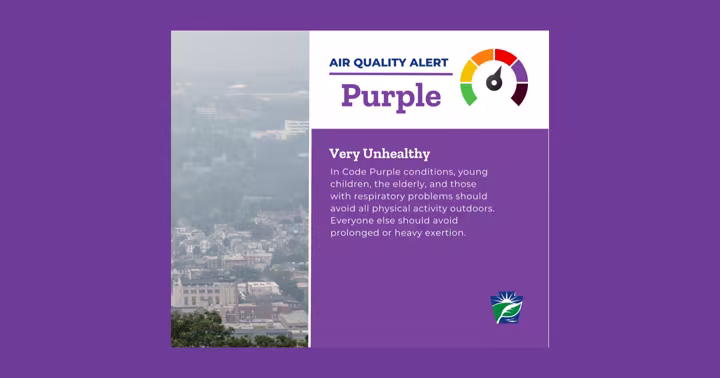 Pennsylvania Code Purple air-quality alert graphic