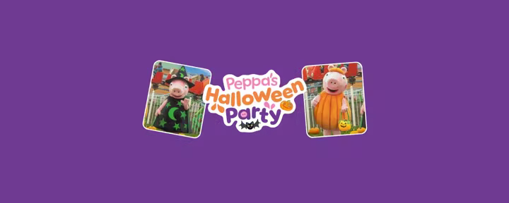 Official Peppa’s Halloween Party artwork with Peppa and George in Halloween costumes.