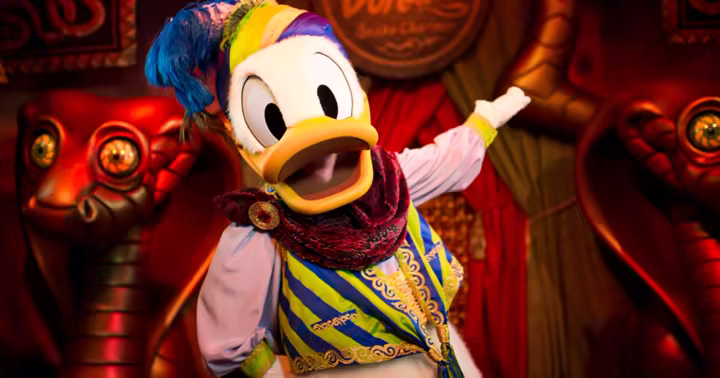 Donald Duck inside Pete's Silly Sideshow at Magic Kingdom