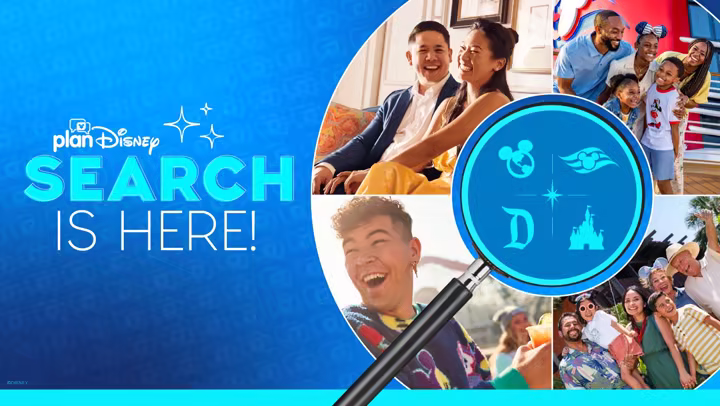 planDisney search artwork with Disney vacation images and the planDisney logo