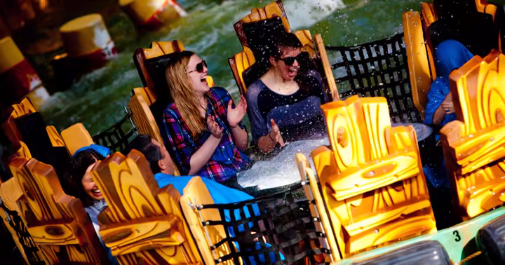 Guests riding Popeye and Bluto's Bilge-Rat Barges at Islands of Adventure