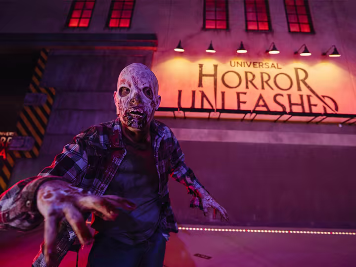 Resident Evil zombie outside Universal Horror Unleashed in Las Vegas