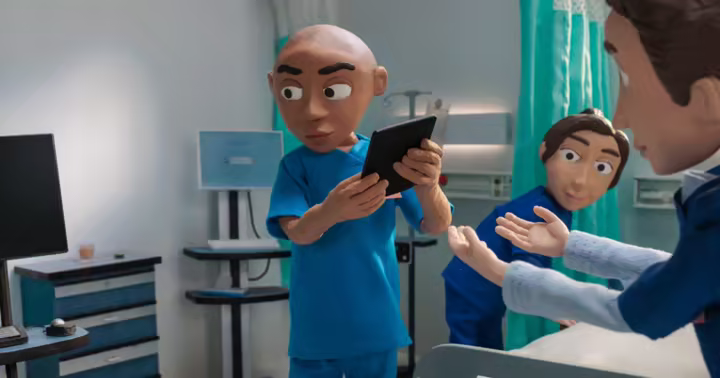 Puppet versions of Turk, J.D. and Elliot in the Scrubs Season 2 premiere announcement