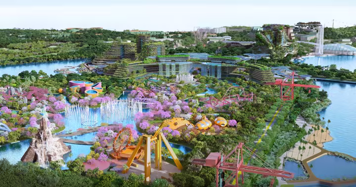 Artist's impression of future Greater Sentosa attractions at Brani West
