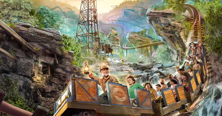 Concept artwork for Miner’s Mountain Express at Silver Dollar City