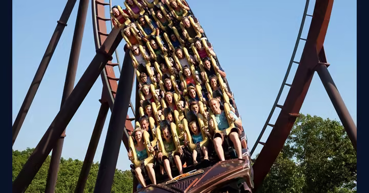 Guests ride WildFire at Silver Dollar City