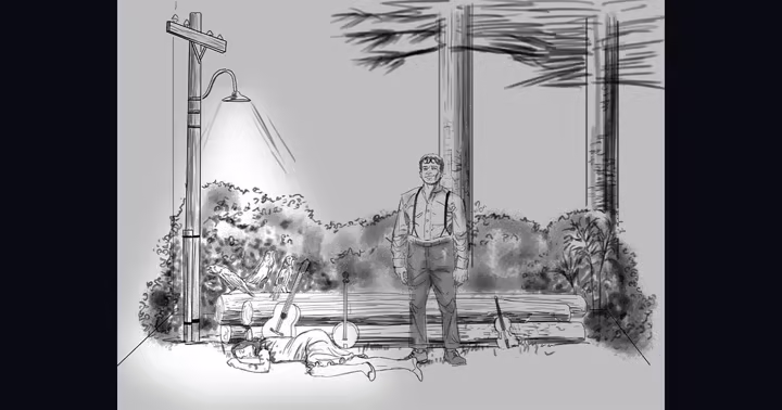 Concept art for the Sinners haunted house at Halloween Horror Nights Hollywood