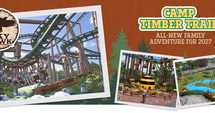 Camp Timber Trail concept art for Six Flags Great America