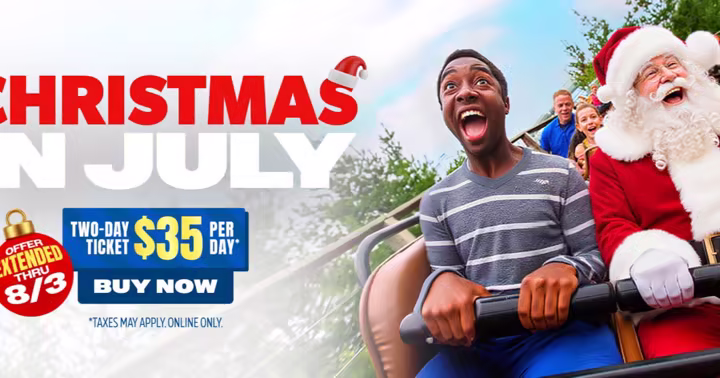 California's Great America Christmas in July ticket sale extension artwork