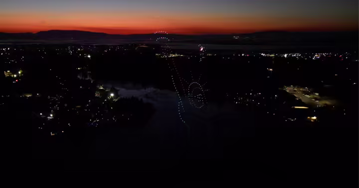 Drone lights forming the Statue of Liberty for Star-Spangled Nights at Six Flags Discovery Kingdom