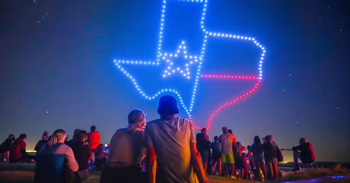 FiestaLuz drone show artwork from Six Flags Fiesta Texas
