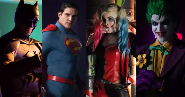 Batman, Superman, Harley Quinn and Joker at Six Flags México