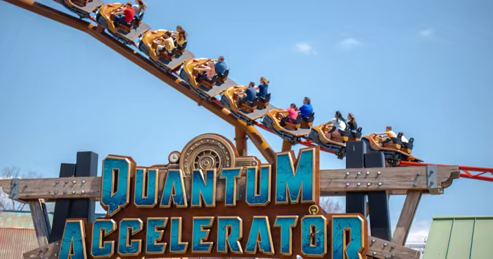Guests riding Quantum Accelerator at Six Flags New England
